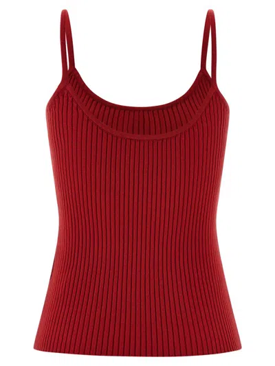Courrèges Reedition Knit Tank Top Ribbed Straps In Red