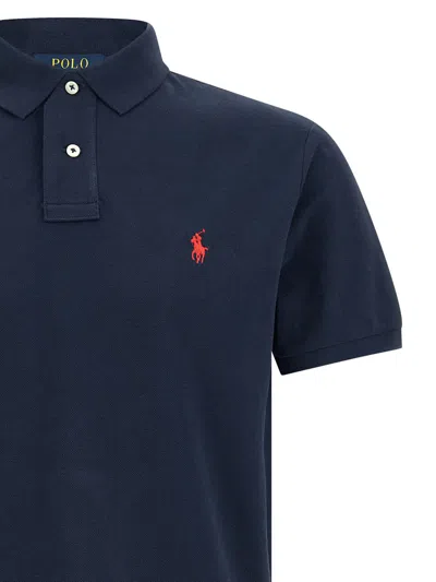 Polo Ralph Lauren Logo Embroidery Polo Shirt In Blue