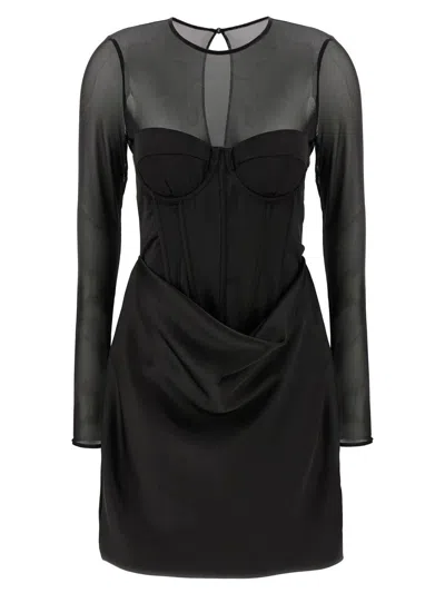 Rotate Birger Christensen 'satin Corset Mini' Dress In Black