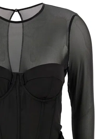 Rotate Birger Christensen 'satin Corset Mini' Dress In Black
