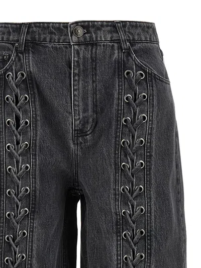 Rotate Birger Christensen Rotate Cotton Jeans With Laces In Black