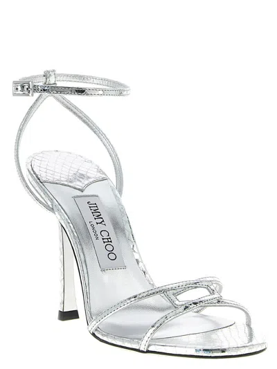 Jimmy Choo 1998 Leo Sandals Silver In White