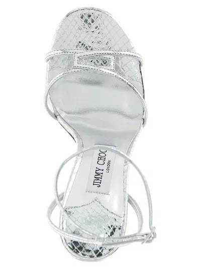 Jimmy Choo 1998 Leo Sandals Silver In White