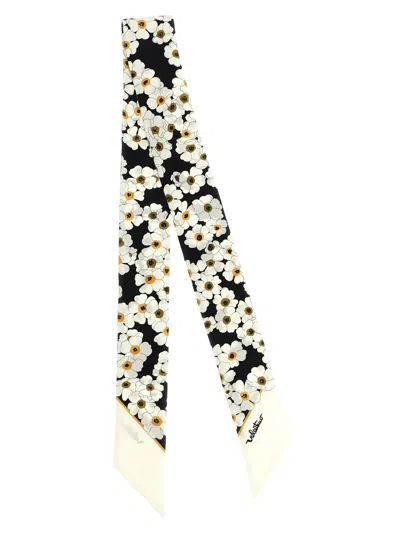 Valentino Floral Patterned Scarf Pointed Ends In Neutral