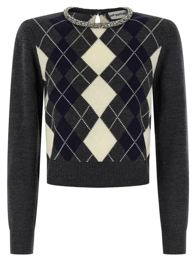 Self-portrait Womens Self Portrait Argyle Crystal Wool Jumper In Multi