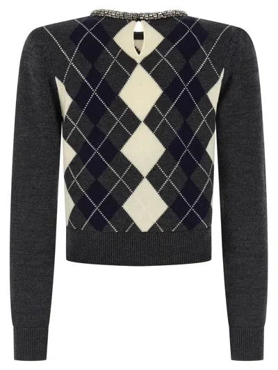 Self-portrait Womens Self Portrait Argyle Crystal Wool Jumper In Multi