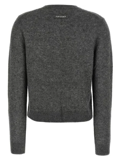 Tory Burch Embroidery Cardigan Sweaters And Cardigans Gray In Gray
