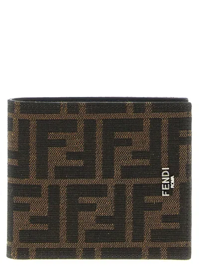 Fendi Men Ff 19 Jacquard Wallet In Brown