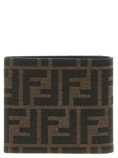 Fendi Men Ff 19 Jacquard Wallet In Brown