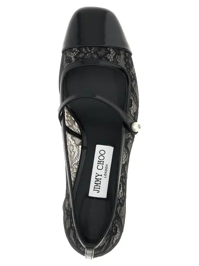 Jimmy Choo Elisa Pumps Block Heel Lace Overlay Pearls In Black