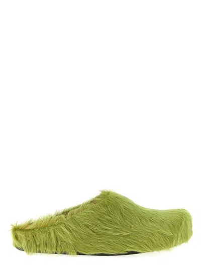 Marni Acid Green Leather Sandals In Green