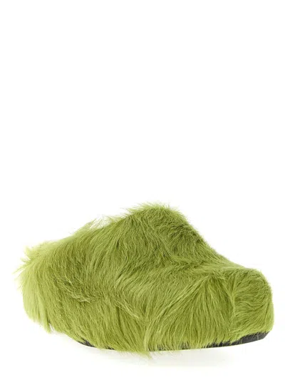 Marni Acid Green Leather Sandals In Green