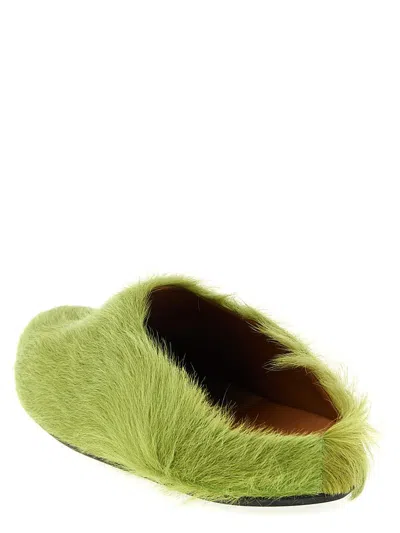 Marni Acid Green Leather Sandals In Green