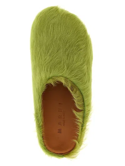 Marni Acid Green Leather Sandals In Green
