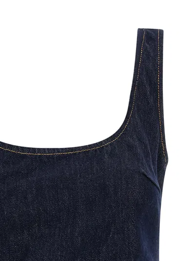 Self-portrait Indigo Denim 3d Flower Mini Dress In Blue