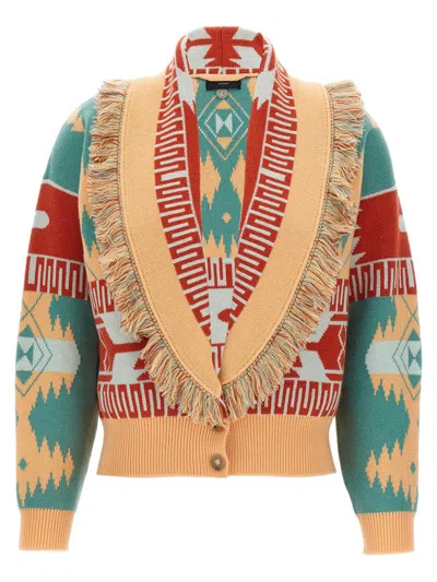 Alanui Icon Jacquard Fringed Cardigan In Multi