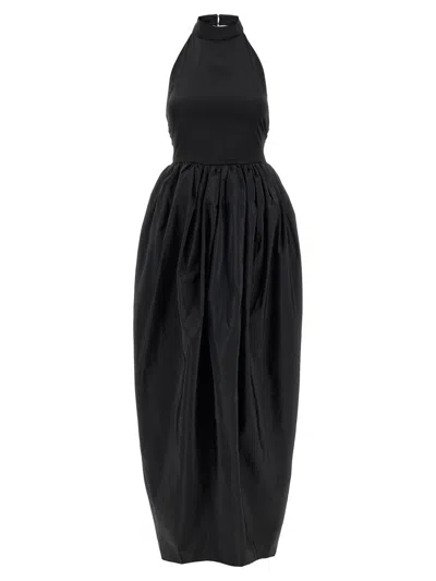 Rotate Birger Christensen Satin Taffeta Maxi Dress In Black