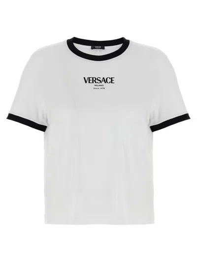 Versace Crew Neck Nylon And Silk Top In White