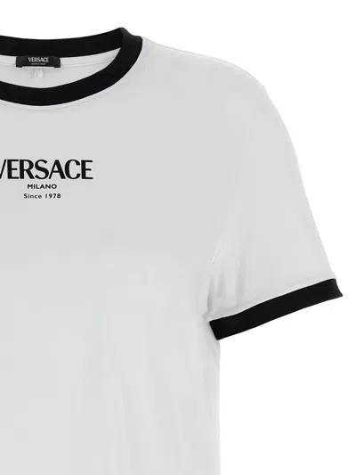 Versace Crew Neck Nylon And Silk Top In White