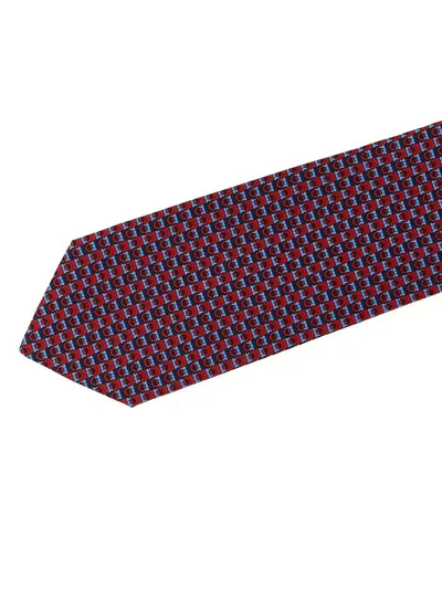 Ferragamo Salvatore  'gancini' Print Tie In Burgundy