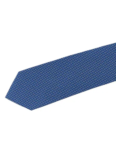 Ferragamo Salvatore  'gancini' Print Tie In Blue
