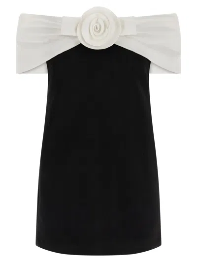 Self-portrait 'black Crêpe Flower Mini' Dress In Black