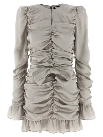Rotate Birger Christensen Ls Mini Bow Dress In Gray