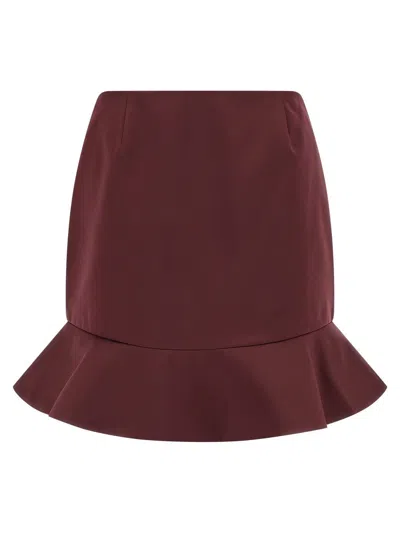 Rotate Birger Christensen Flounced Skirt In Burgundy