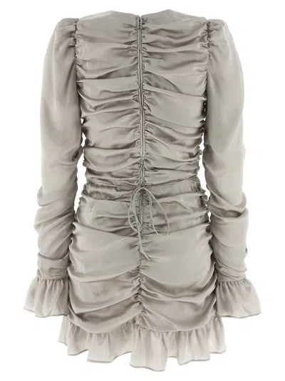 Rotate Birger Christensen Ls Mini Bow Dress In Gray