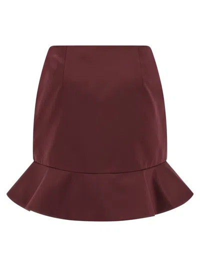 Rotate Birger Christensen Flounced Skirt In Burgundy