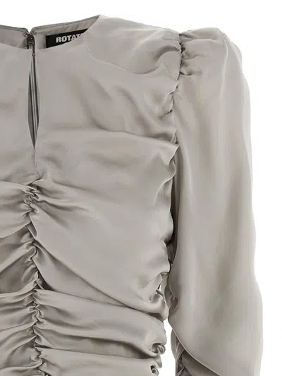 Rotate Birger Christensen Ls Mini Bow Dress In Gray