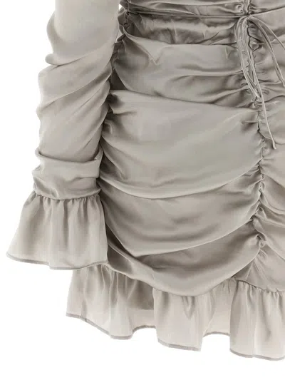 Rotate Birger Christensen Ls Mini Bow Dress In Gray