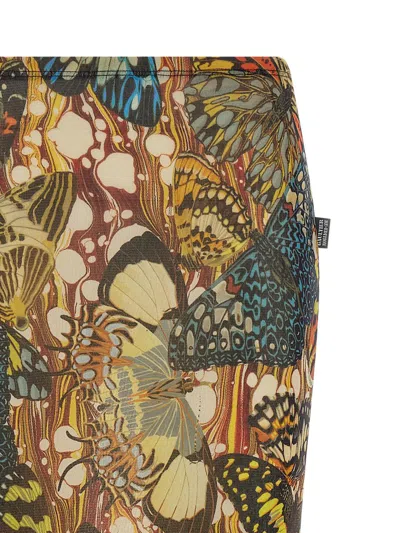 Jean Paul Gaultier Butterfly Pattern Midi Skirt In Brown