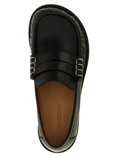 Jw Anderson Brogues With Round Toe And Penny Strap In Black