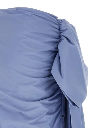 Self-portrait Blue Cotton Tie Side Mini Skirts Light Blue In Blue