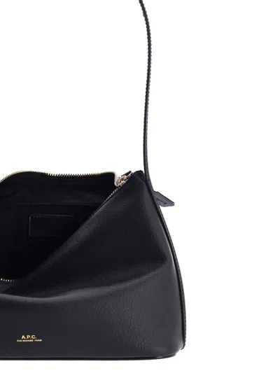 Apc A.p.c. Vera Grained Leather Shoulder Bag In Black