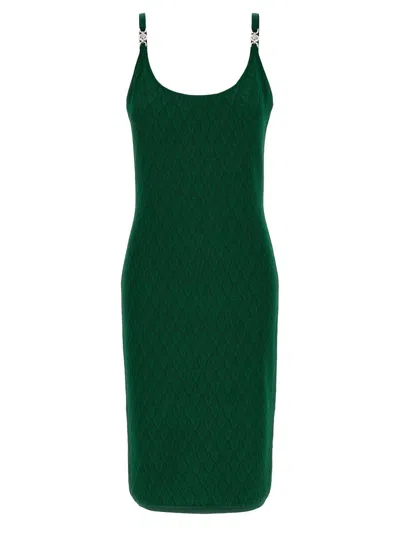 Versace Embellished-strap Midi Dress In Green