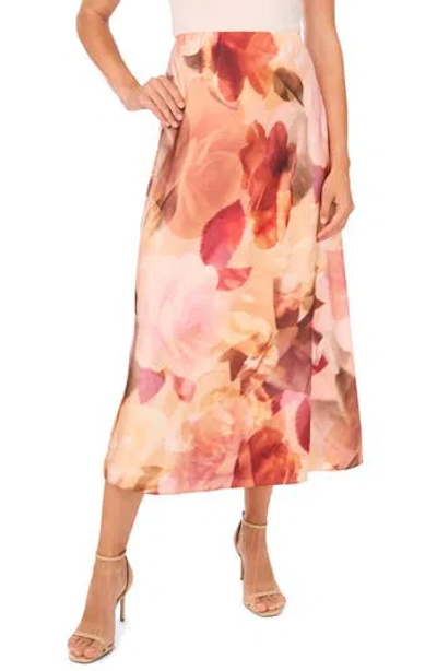 Halogen ® Romantic Rose Pull-on Midi Skirt In Pink
