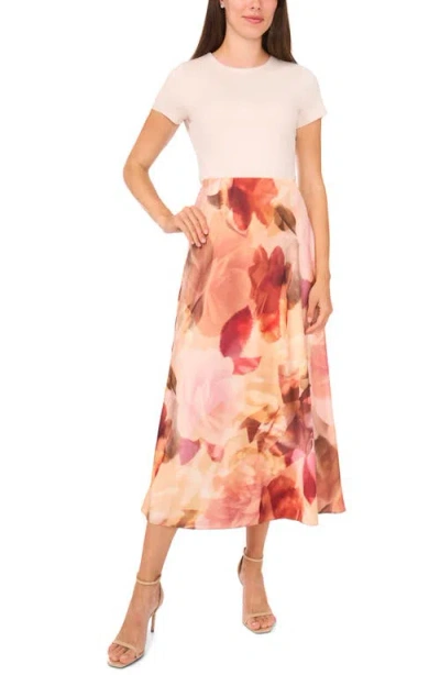 Halogen ® Romantic Rose Pull-on Midi Skirt In Pink