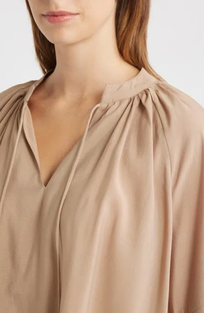 Vero Moda Frill Sleeve Tie Neck Top In Silver