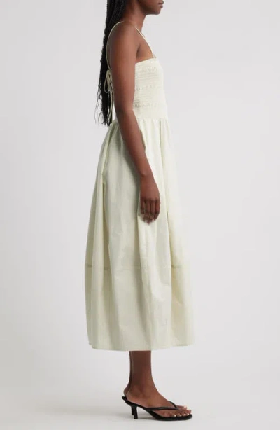 Cos Smocked Cotton Midi Dress In Green