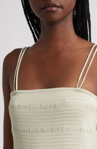 Cos Smocked Cotton Midi Dress In Green