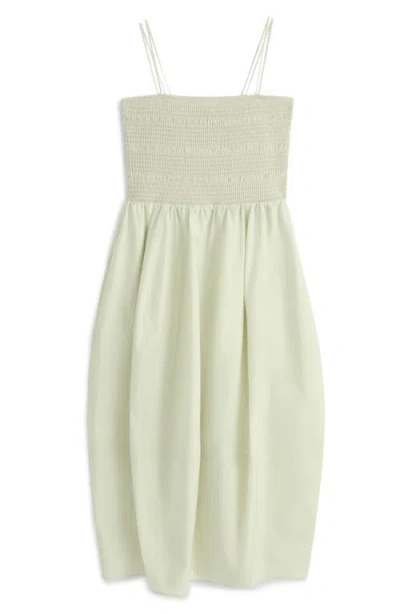 Cos Smocked Cotton Midi Dress In Green