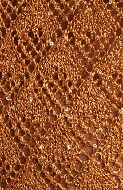 Topshop Sequin Metallic Knit Scoop Back Midi Dress In Brown