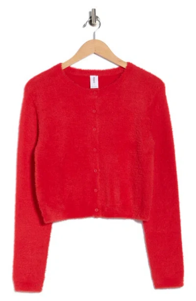 Abound Eyelash Knit Cardigan In Red