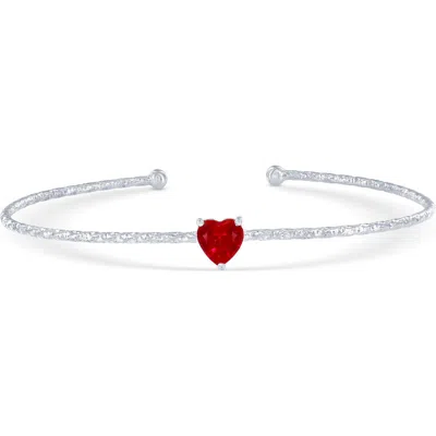 Simona Ruby Birthstone Cz Heart Bangle In Red