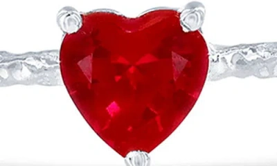 Simona Ruby Birthstone Cz Heart Bangle In Red