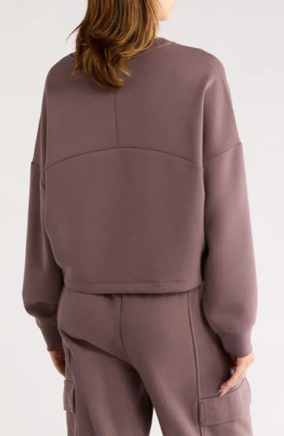 Z By Zella Whisper Knit Easy Crew Sweatshirt In Burgundy