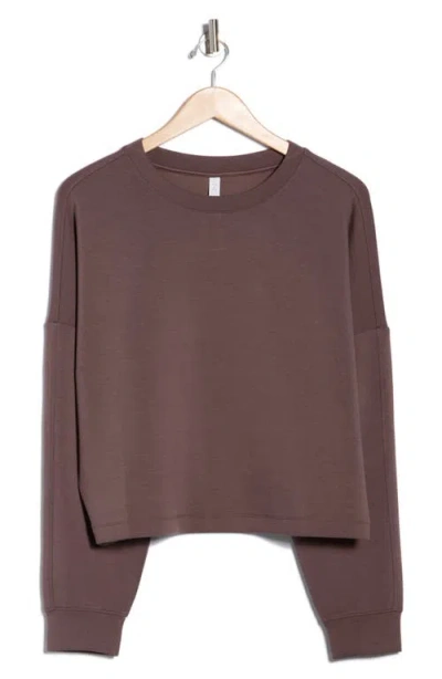 Z By Zella Whisper Knit Easy Crew Sweatshirt In Burgundy