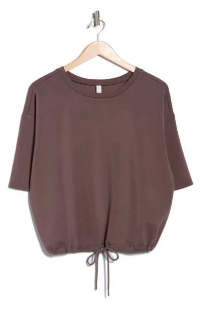 Z By Zella Whisper Drawstring Hem Knit Top In Brown